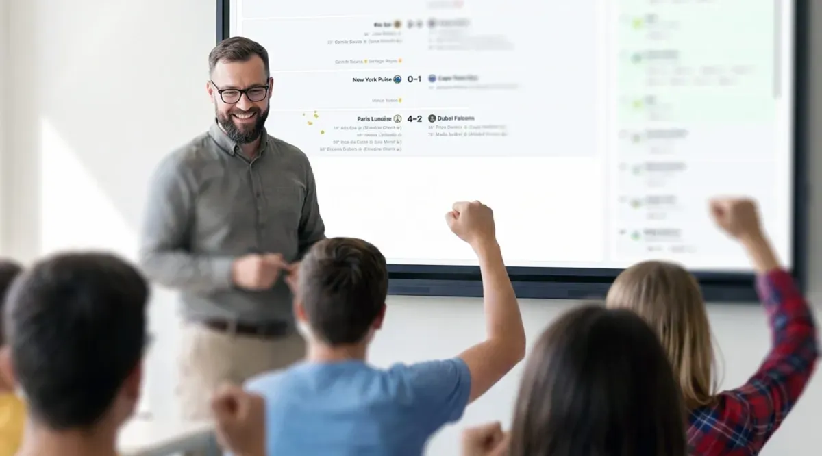 A teacher running a Class League matchday for an engaged class.